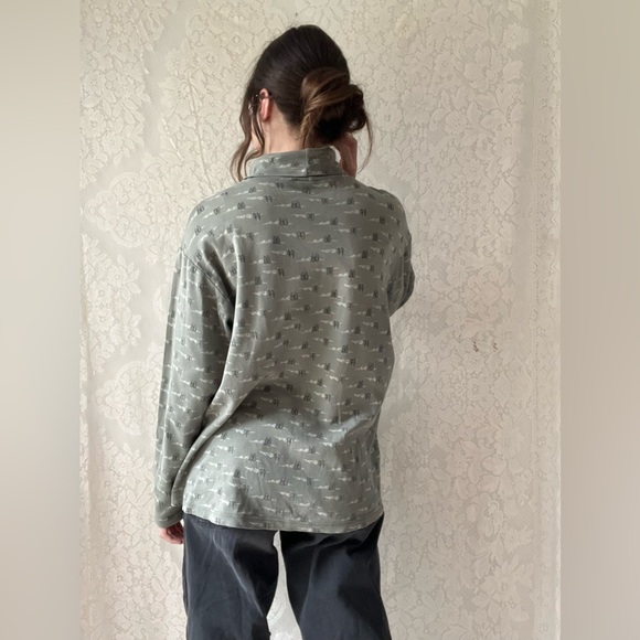 Green 90s Style Turtle Neck Mountains & Trees Long Sleeve Top - Picture 8 of 16